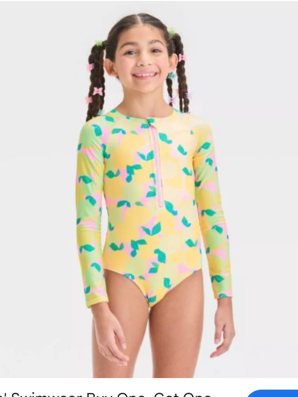 Cat & Jack Girls’ Lemon Printed One Piece Swimsuit size 8